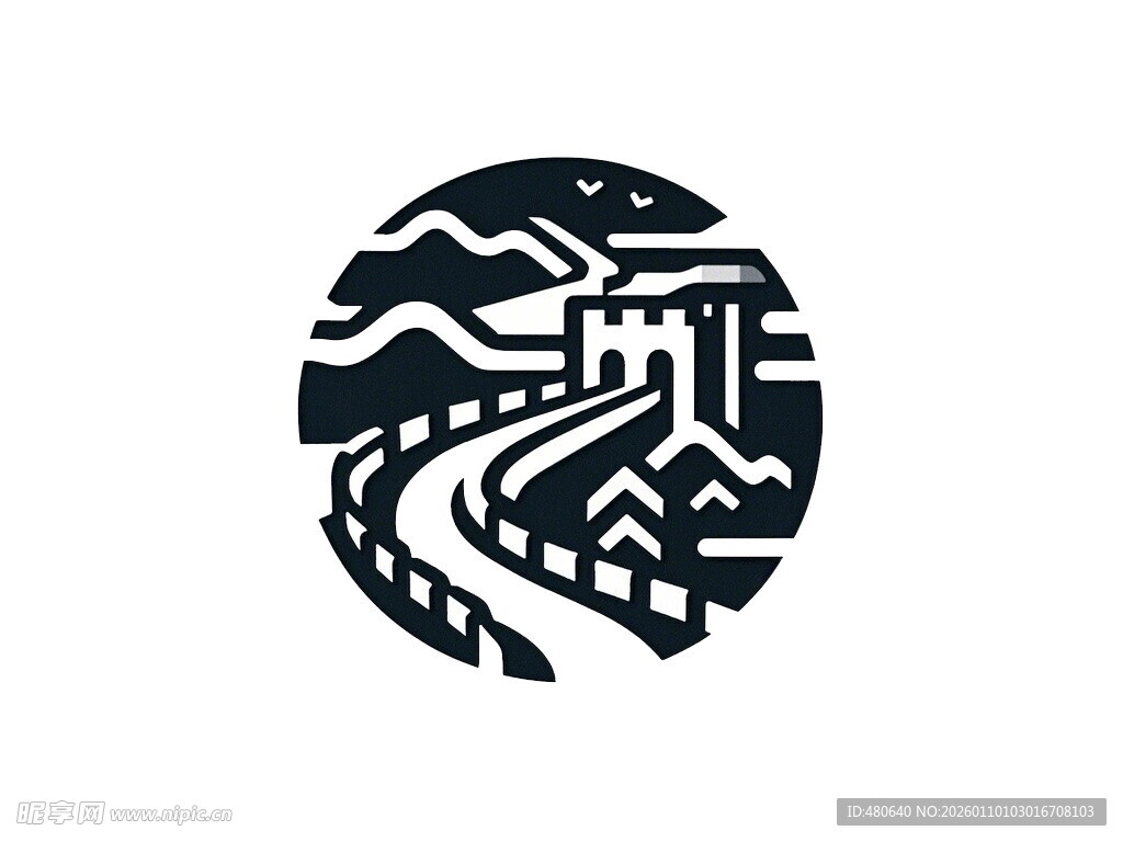 山间公路夜景图标设计