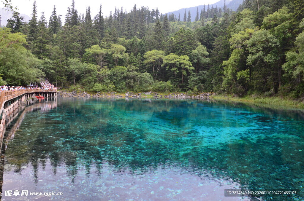 九寨沟绝美清澈蓝湖风光