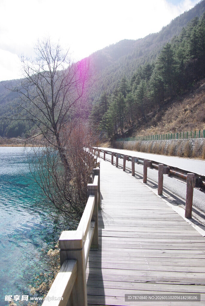 湖畔木栈道美景
