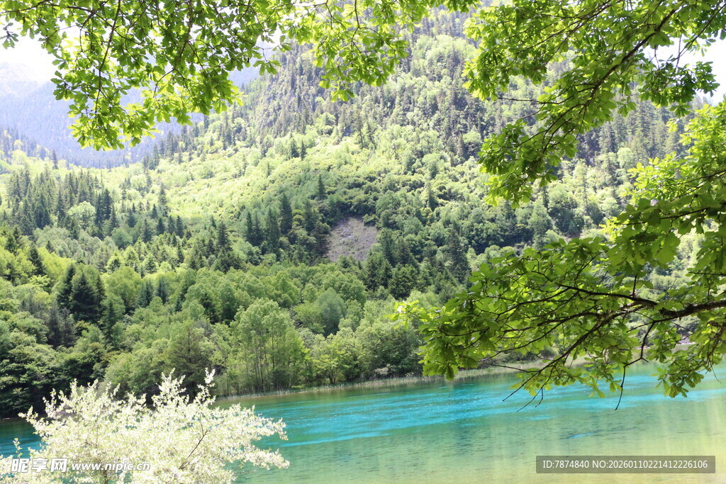 青山绿水间的澄澈湖泊