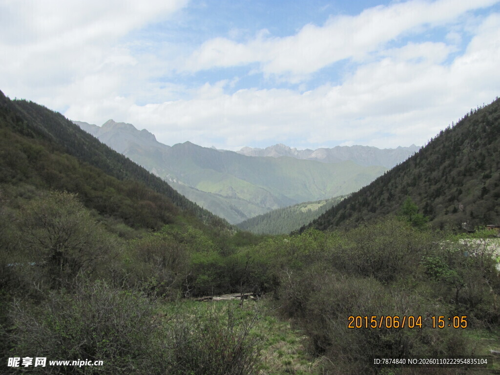 山间景色 绿意盎然的山谷