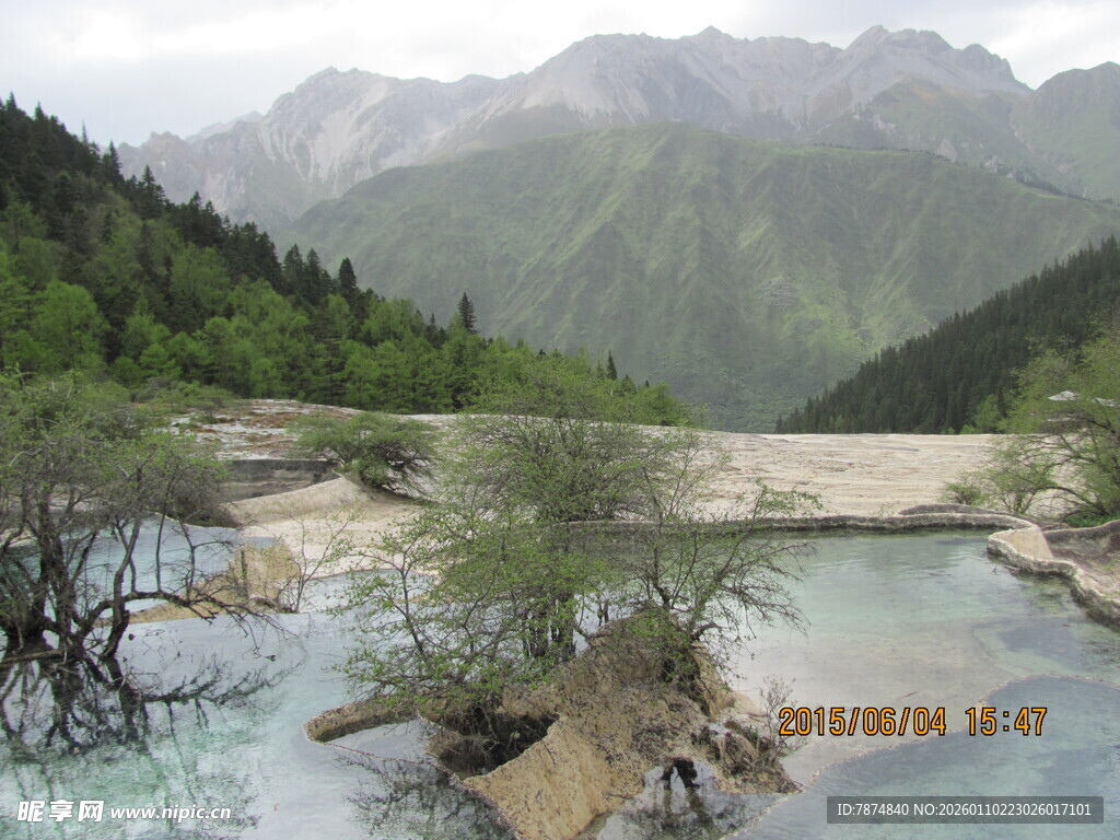山间清澈溪流与葱郁植被