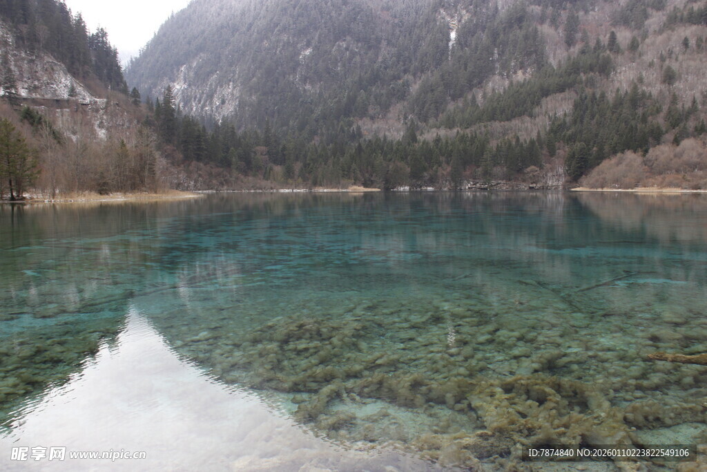 九寨沟清澈碧绿的湖水