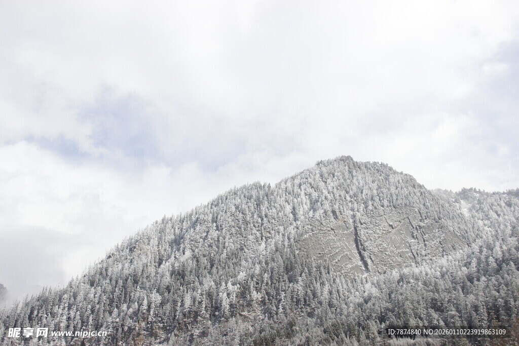 雪覆山峦美景