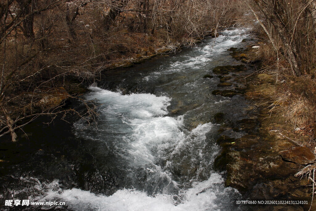 山间湍急溪流