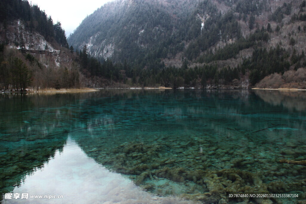 九寨沟绝美清澈湖水景观