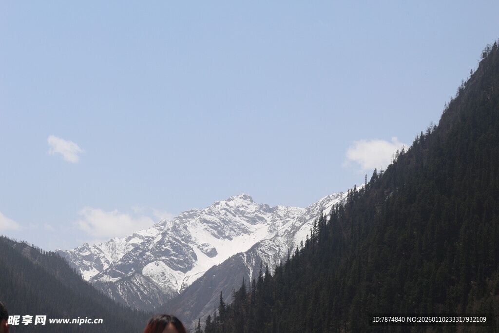 雪山下的山林美景