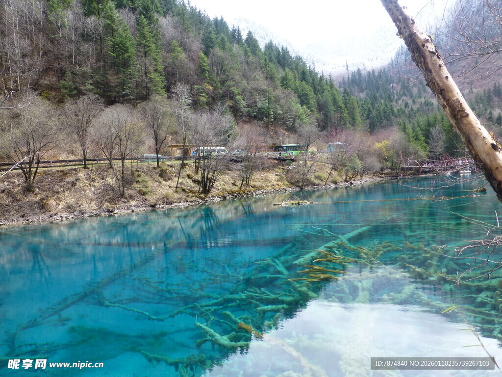 梦幻蓝湖 山林间的自然美景