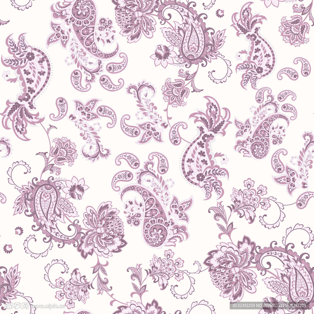 紫色佩斯利花纹图案背景