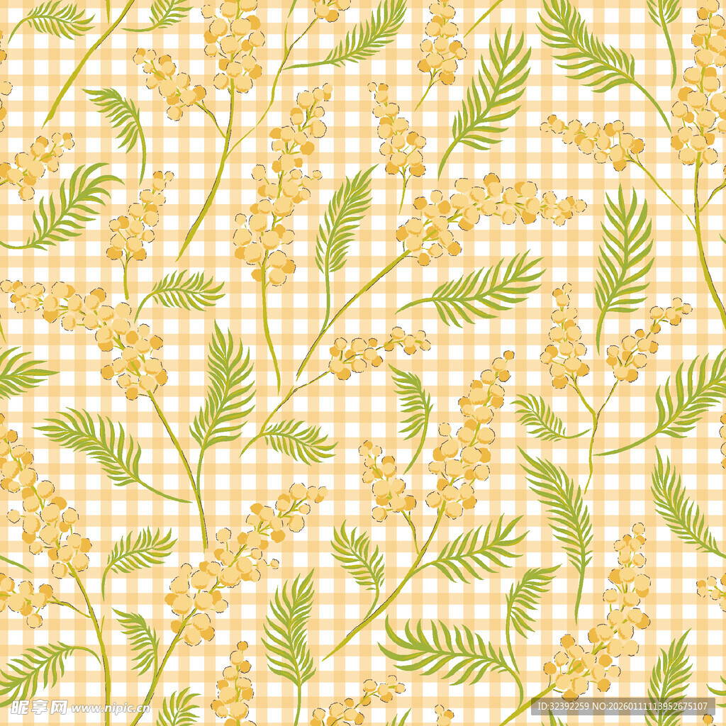 花卉格子图案背景纹理