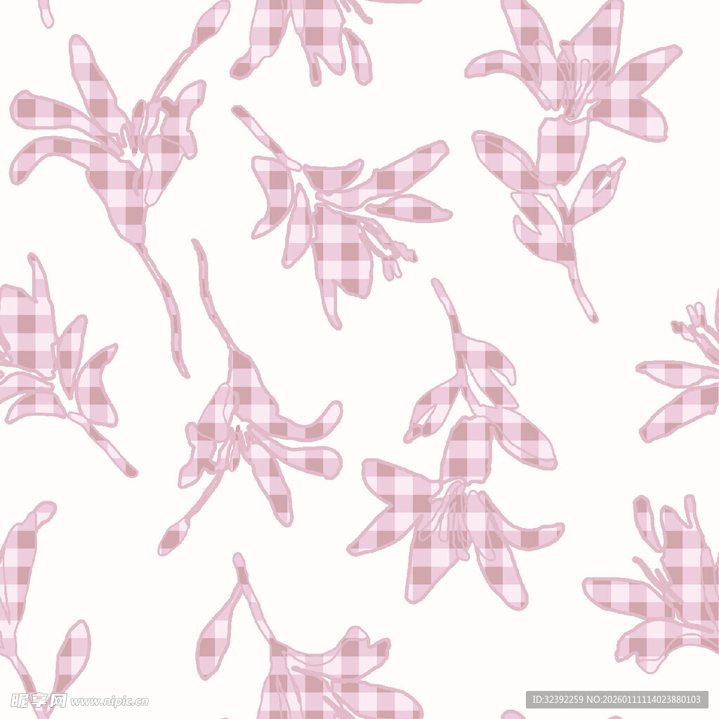 粉色格纹花卉图案背景