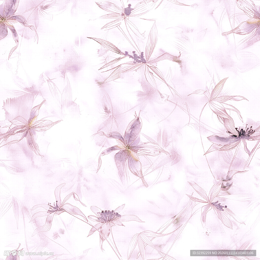 梦幻淡紫色花卉背景图