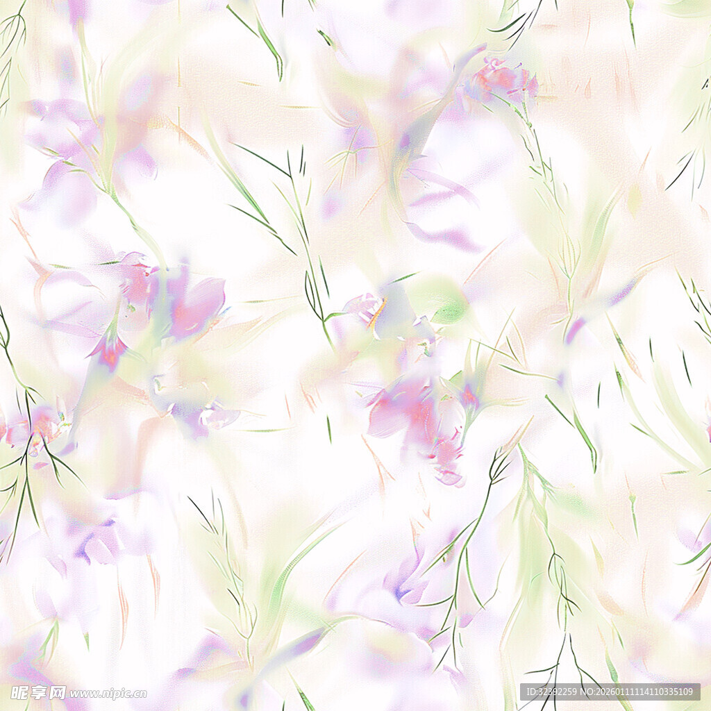 梦幻花卉水彩背景图