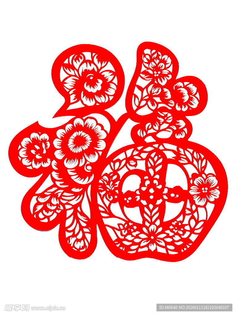 传统剪纸福字图案