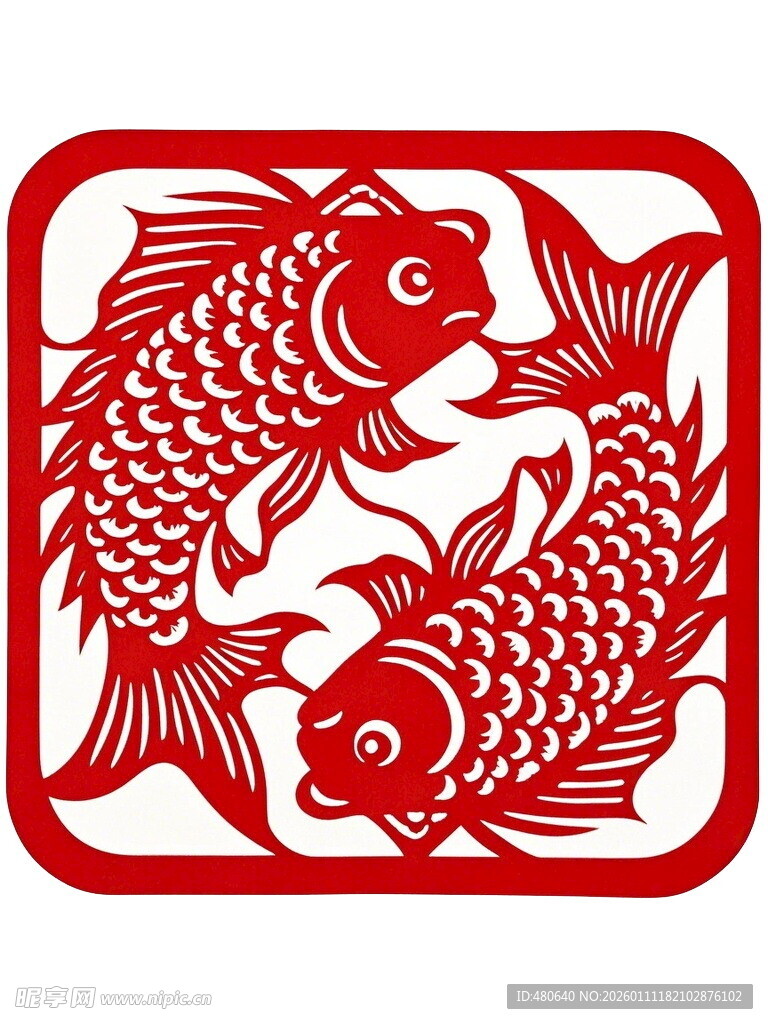 双鱼剪纸图案