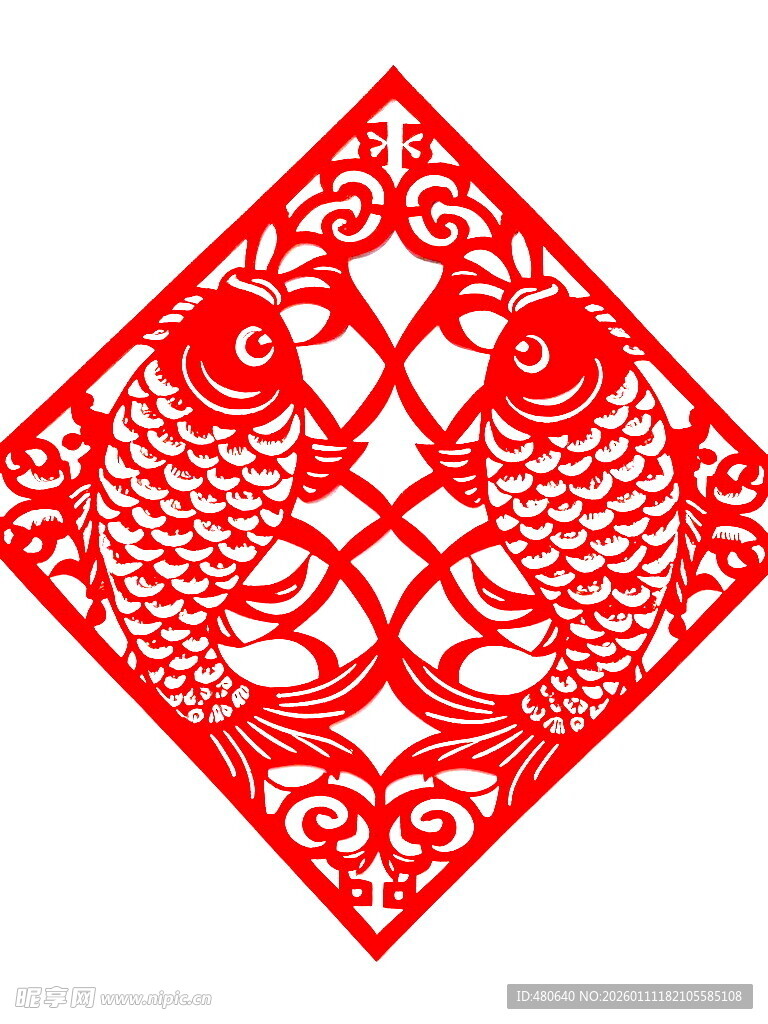 双鱼剪纸图案