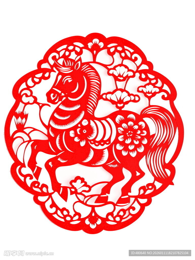 骏马剪纸图案