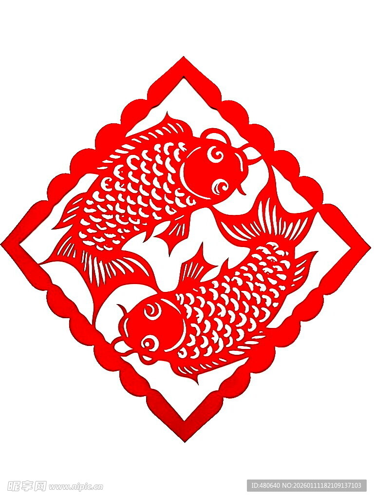 双鱼剪纸图案