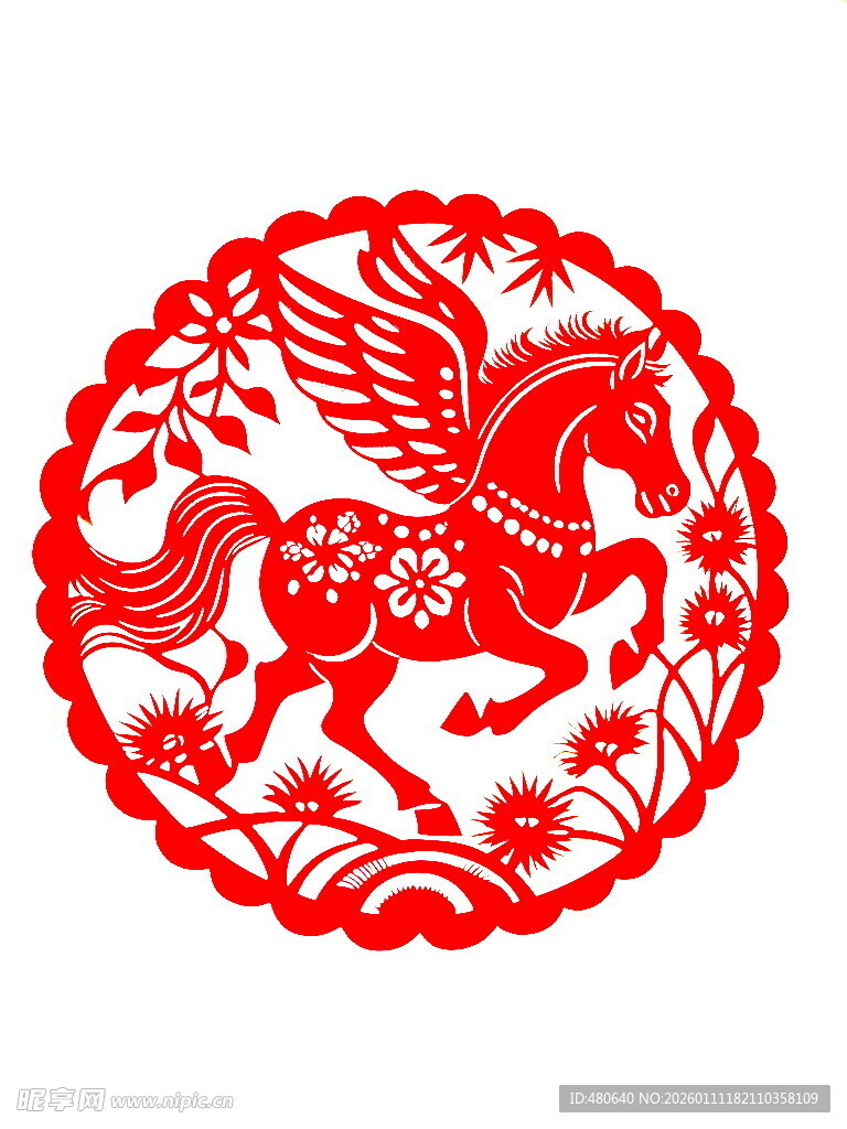 剪纸骏马图