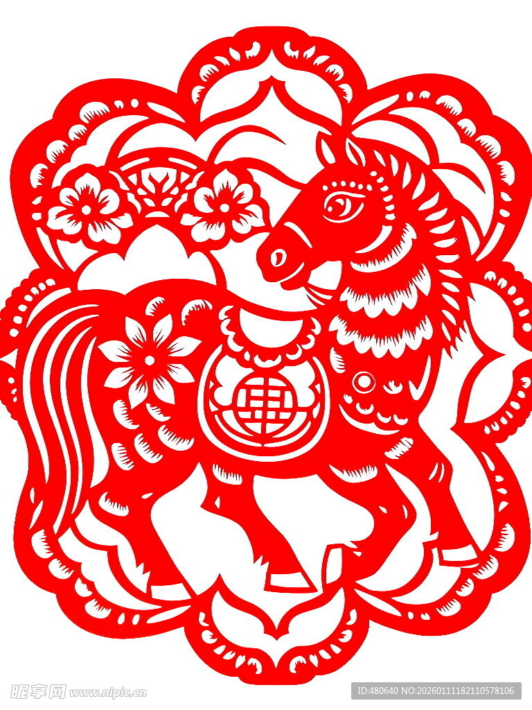 马形剪纸艺术作品