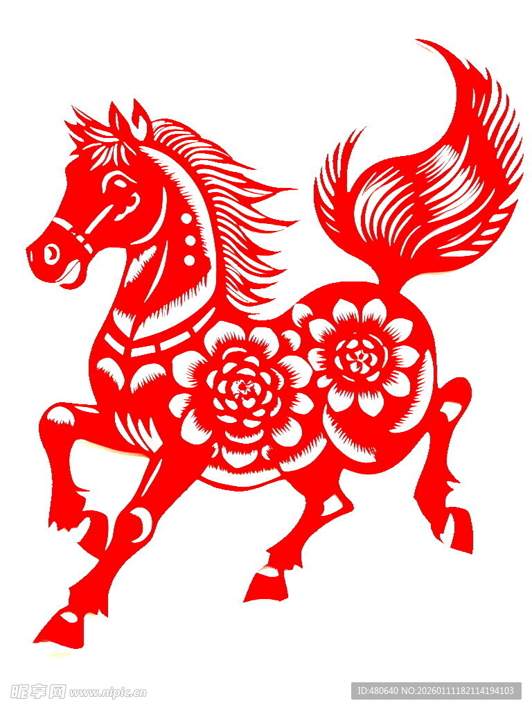 剪纸骏马灵动喜庆祥瑞