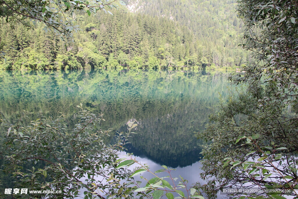 梦幻清澈的山林湖泊景观