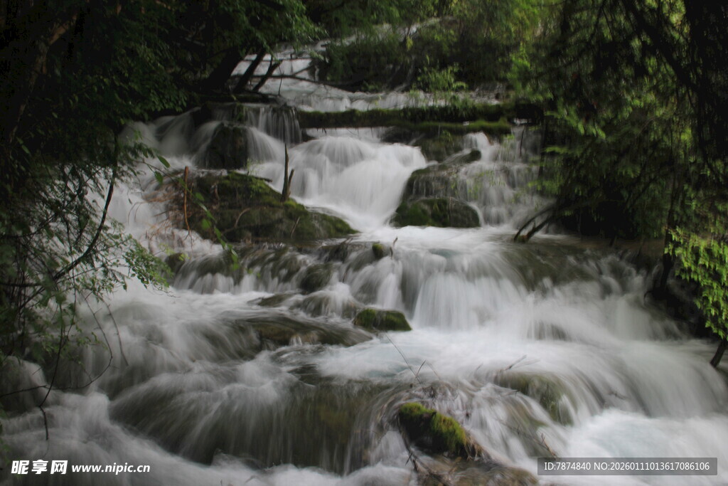 山间溪流潺潺流淌