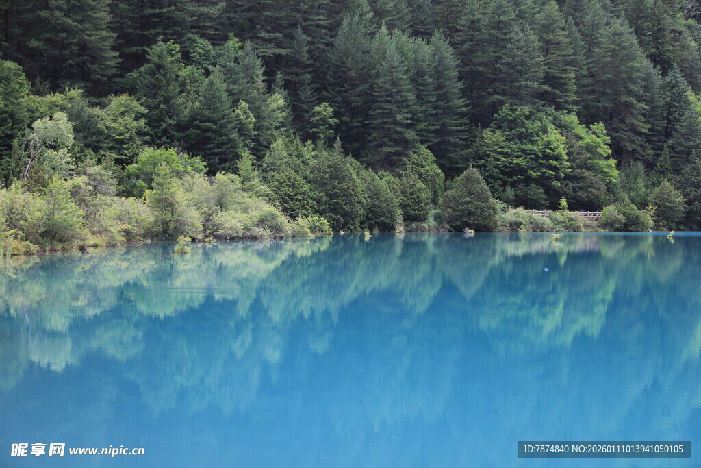 梦幻蓝湖映山林