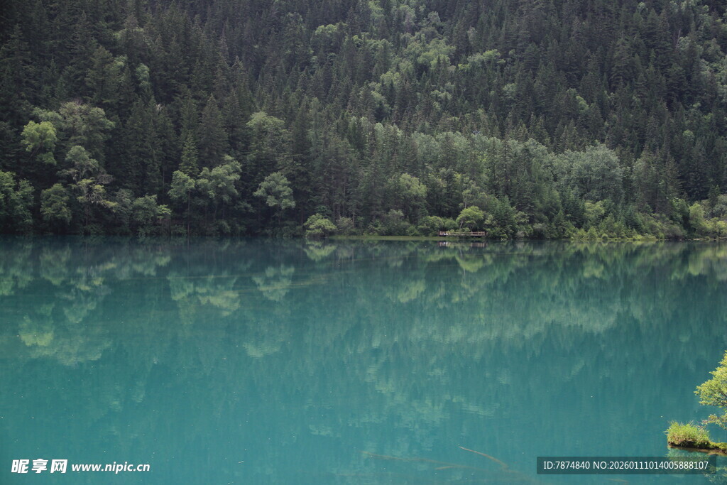 幽美翠湖映山林