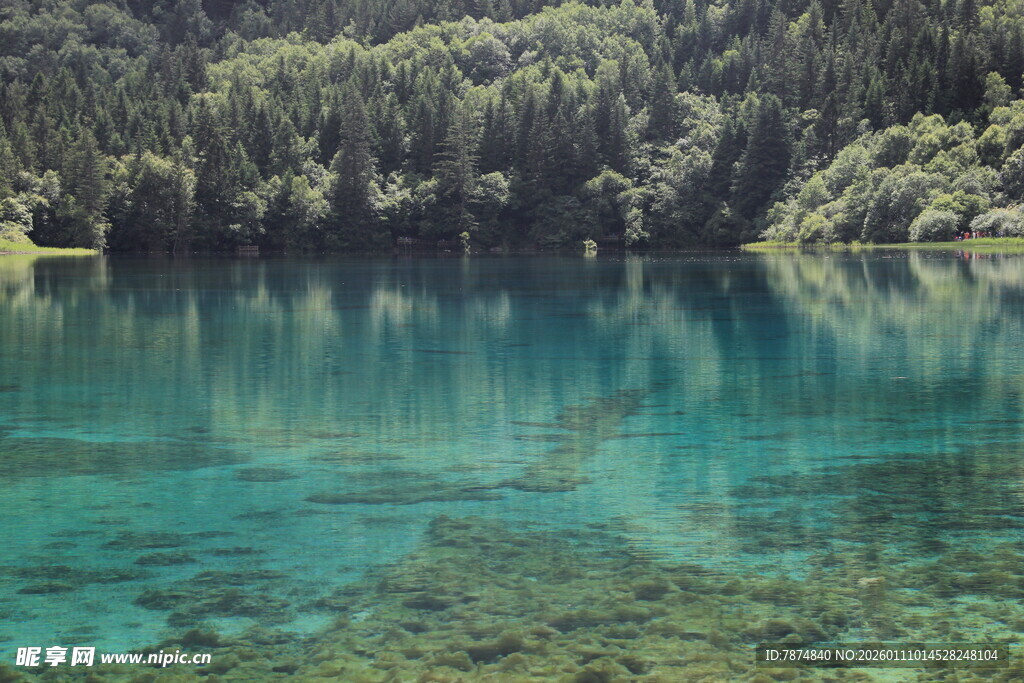 清澈碧绿的山间湖泊