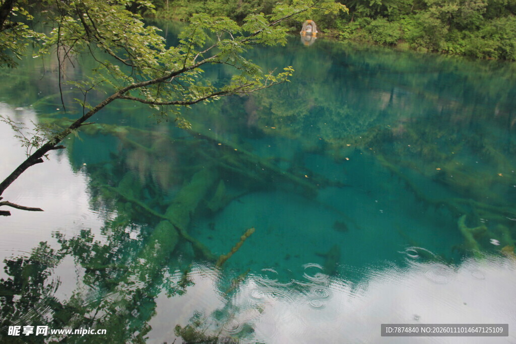 梦幻蓝绿湖泊森林美景