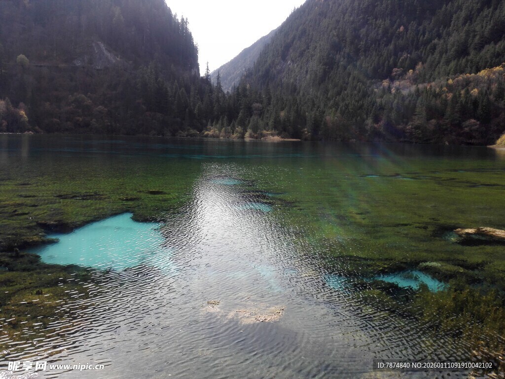 山间碧绿湖水美景
