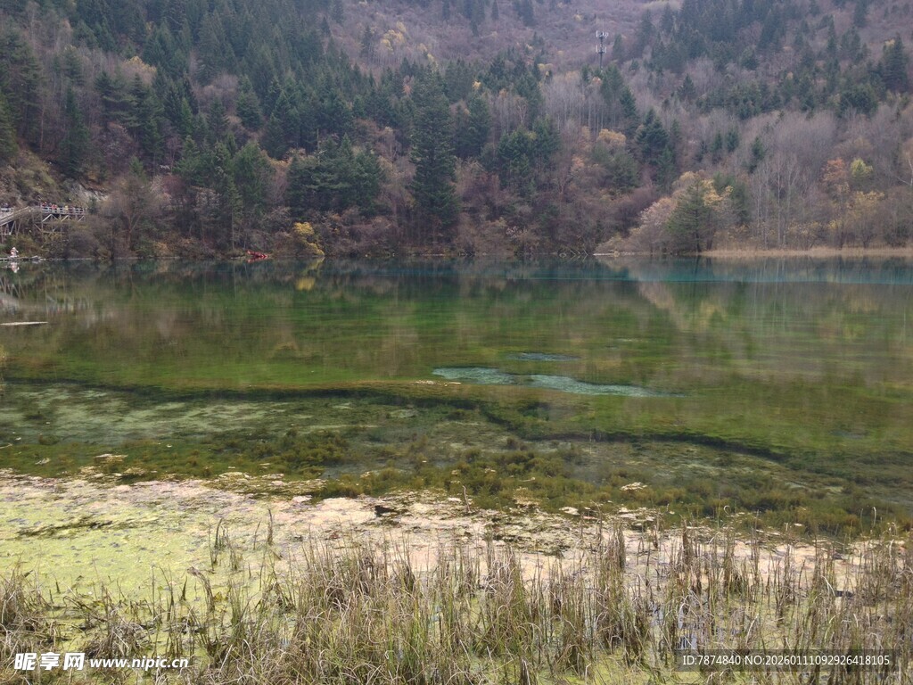 山间碧绿湖泊美景
