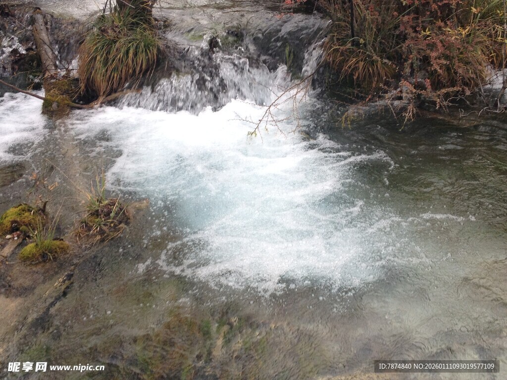 山间溪流潺潺流淌