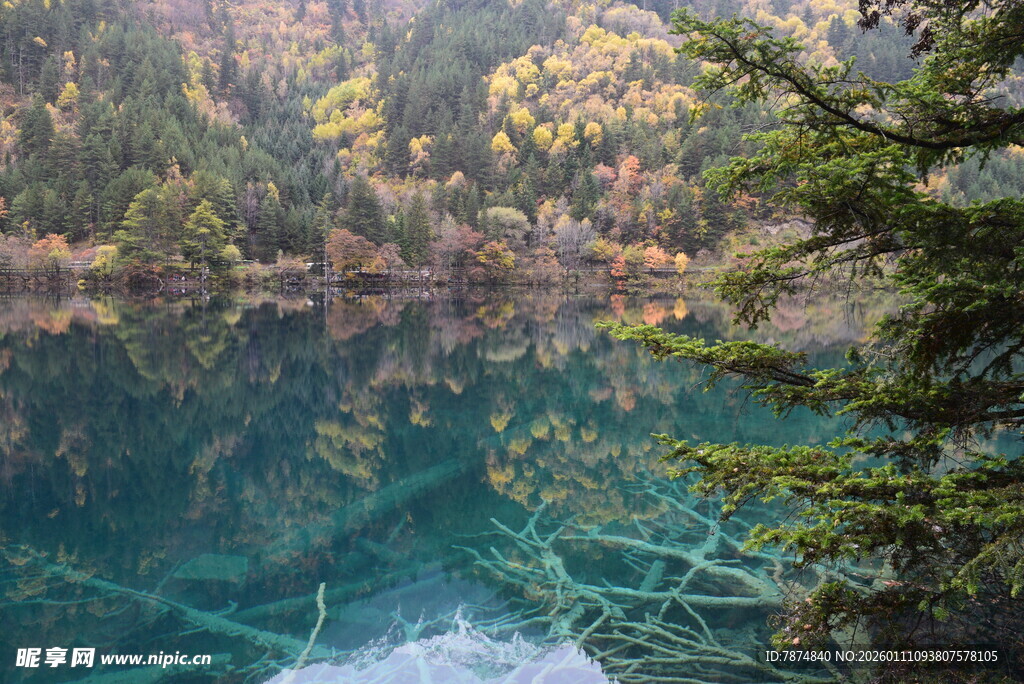 山间幽湖 翠林倒映