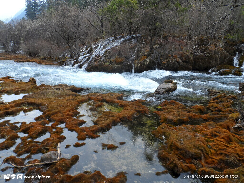 山间溪流与多彩河床景观