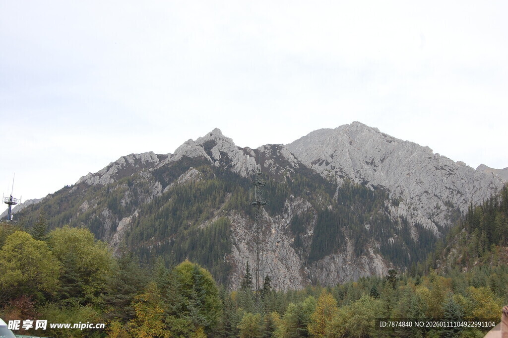 巍峨山峰与葱郁林木