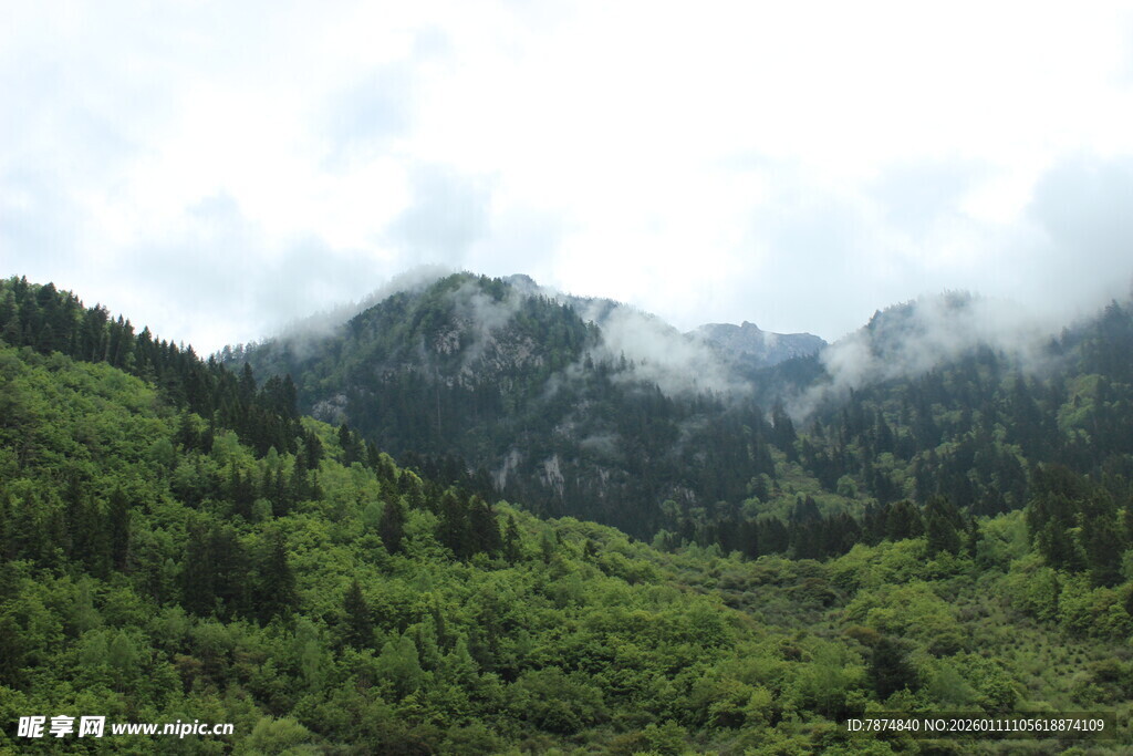青山云雾间的自然美景