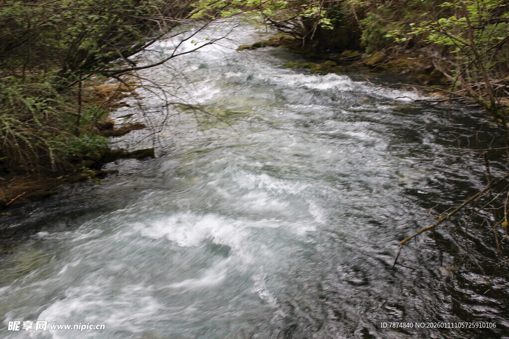 山间湍急溪流