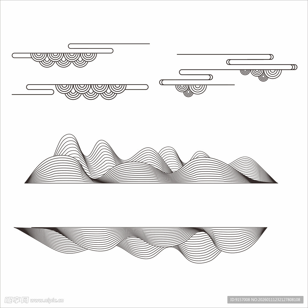 中式水墨山水装饰图案