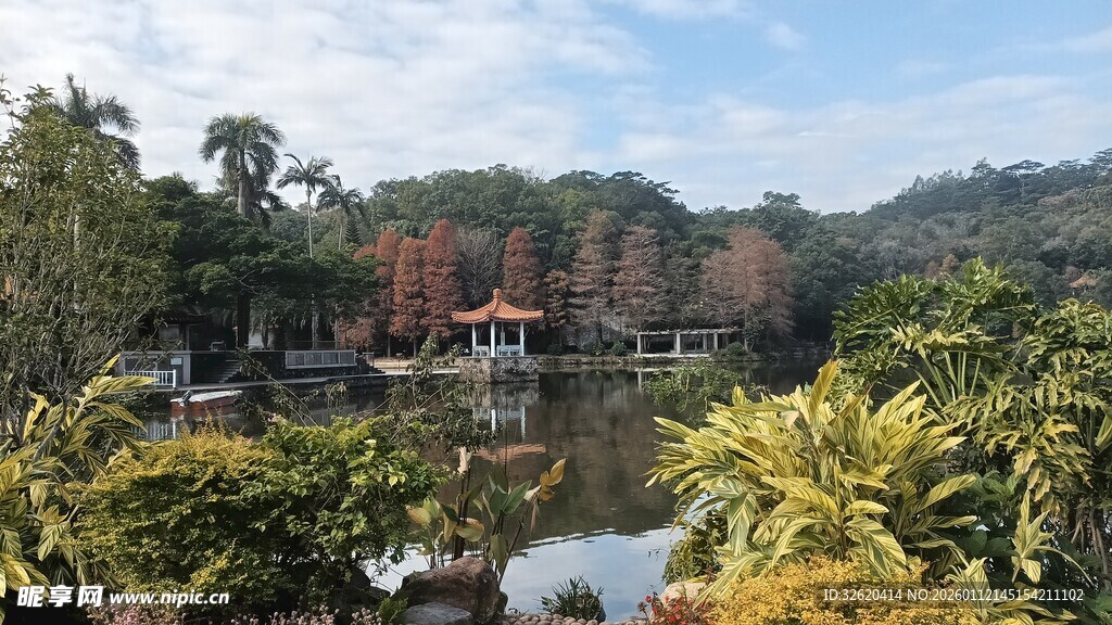 湖畔园林景致