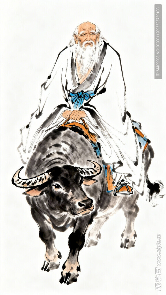 老者骑牛图
