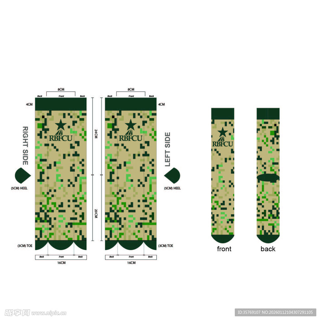 绿色波点图案长筒袜设计图