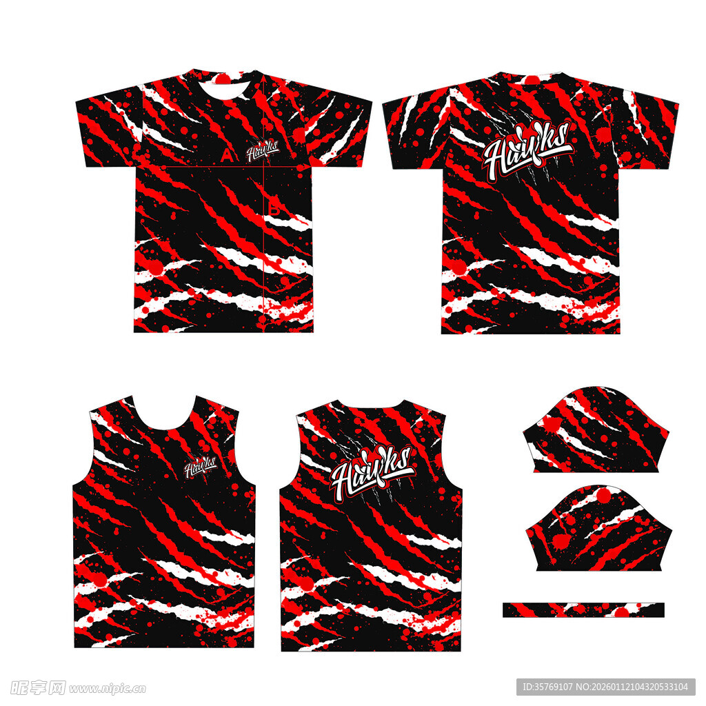 红黑斑马纹潮流服饰套装