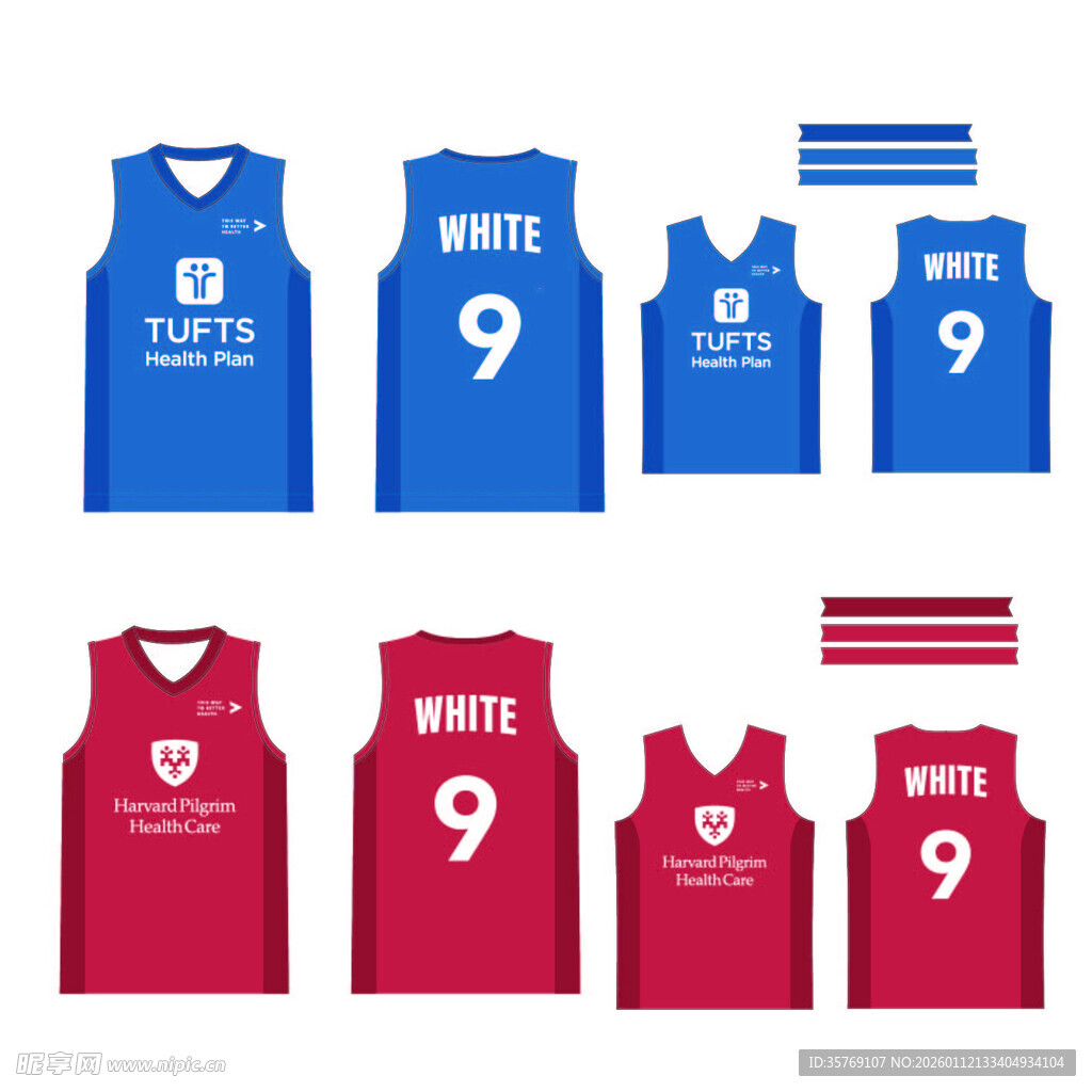 双面蓝红运动球衣套装展示