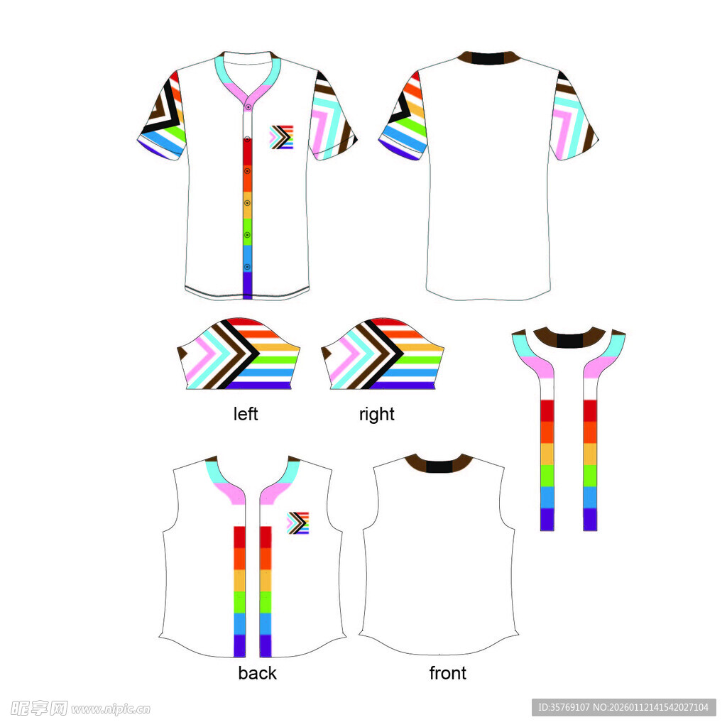 彩虹元素棒球服设计图