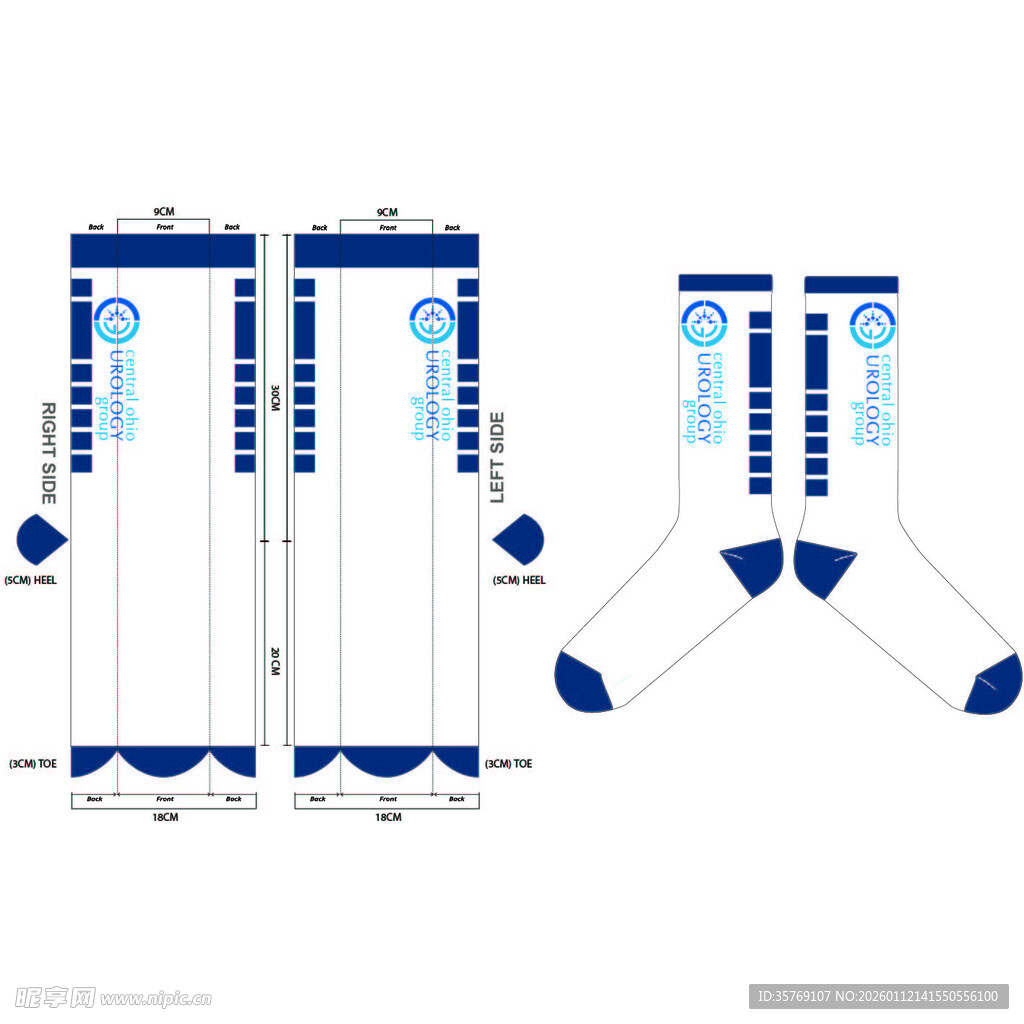 蓝白条纹袜子设计图