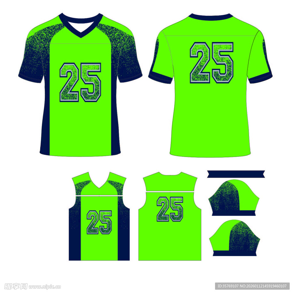 荧光绿足球服套装展示