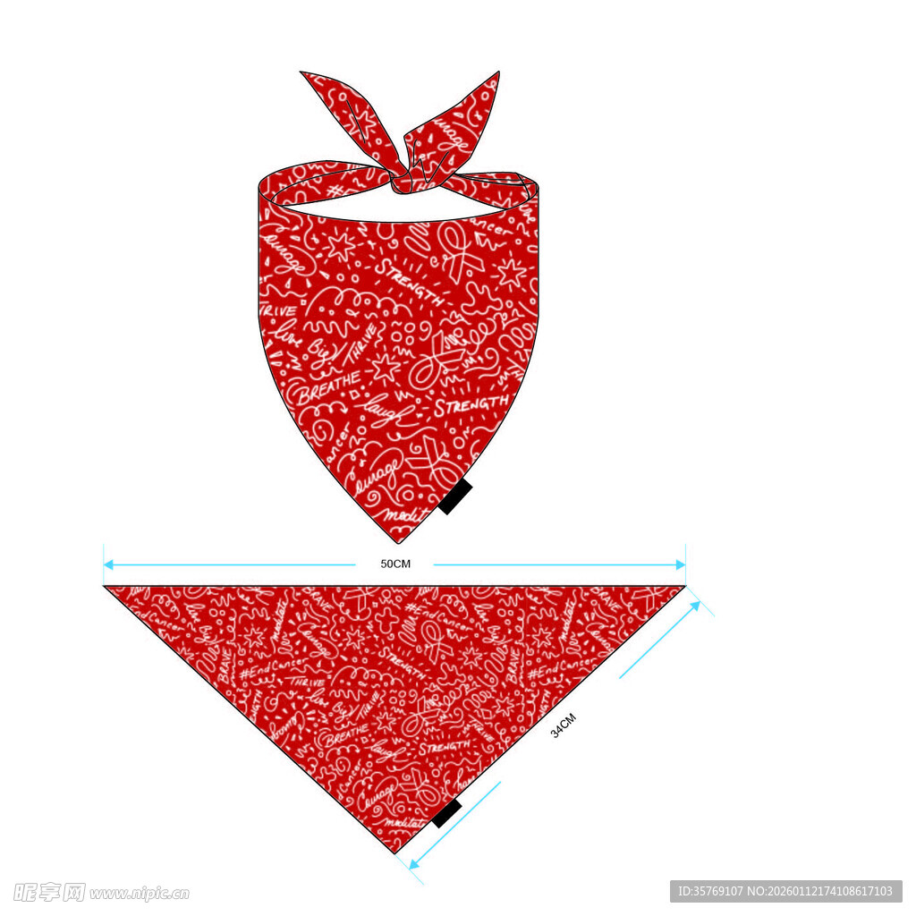 红色渐变箭头三脚巾 