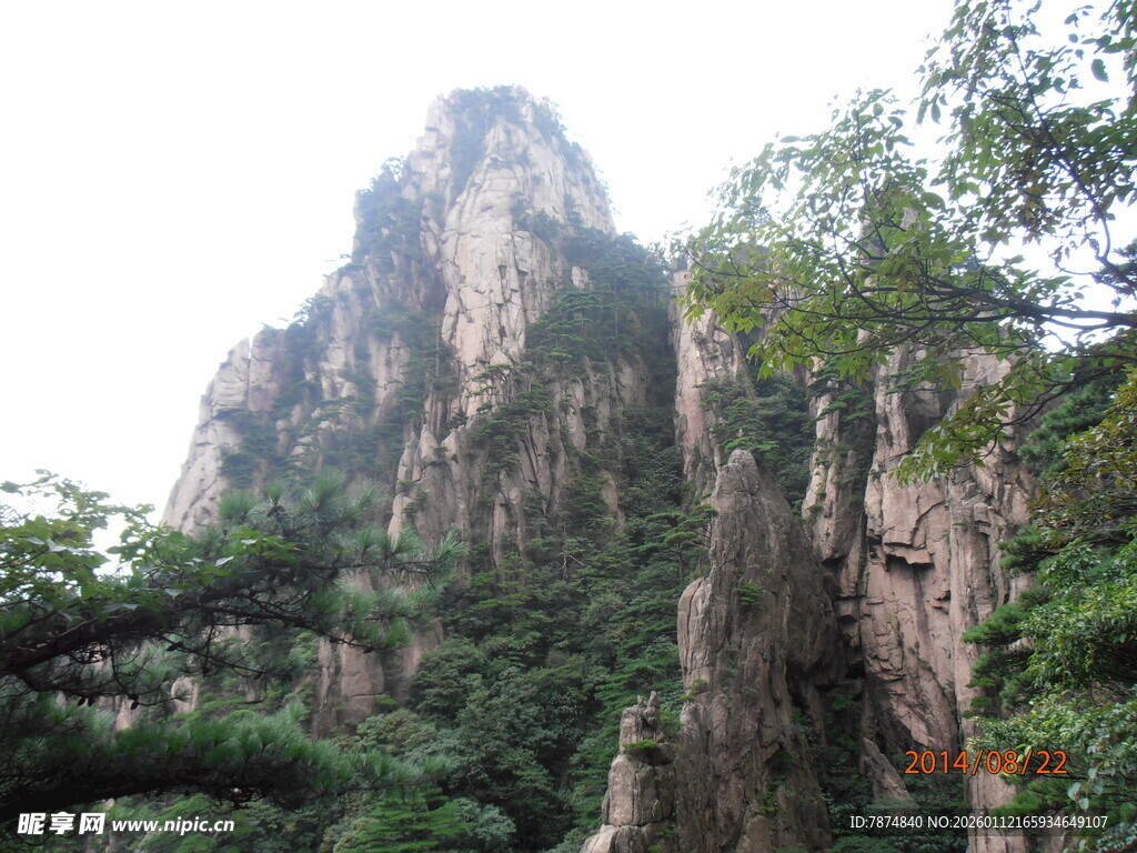 巍峨山峰与葱郁植被